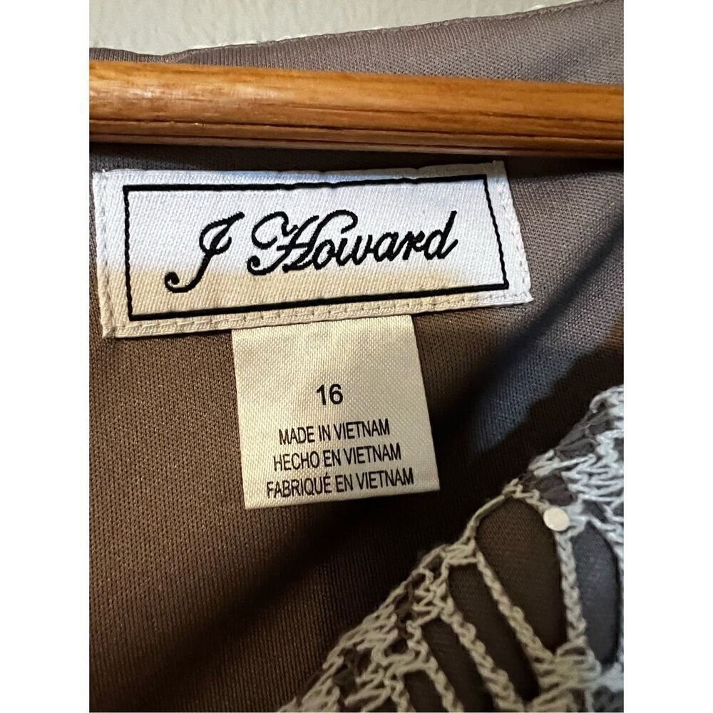 J Howard Missy Women’s Size 16 Lace Overlay Shift Dress Beige 3/4 Sleeve NWT - Picture 11 of 12